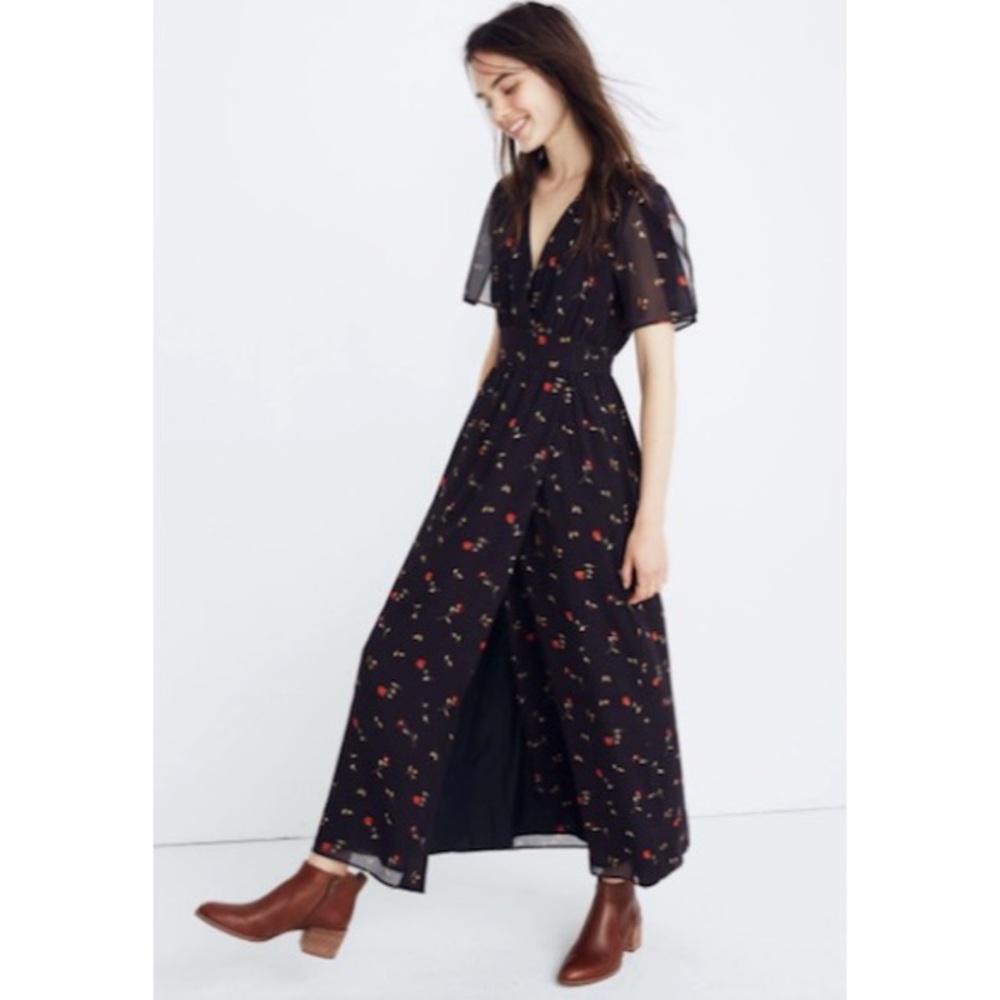 Madewell Black Floral Maxi Dress